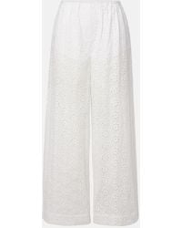STAUD - Bonfire Eyelet Cotton Wide-Leg Pants - Lyst