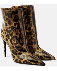 Dolce & Gabbana - Glossy Leather Ankle Boots - Lyst