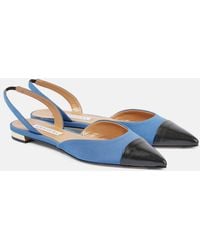 Aquazzura - Milanese Leather-Trimmed Slingback Flats - Lyst