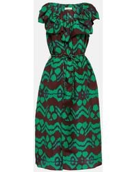 Ulla Johnson - Anora Printed Silk Midi Dress - Lyst