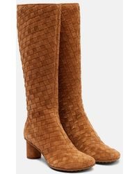 Bottega Veneta - Atomic Intrecciato Suede Knee-High Boots - Lyst