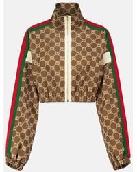 Gucci - Cropped Webbing-trimmed Printed Tech-jersey Track Jacket - Lyst