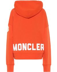 Moncler Sweat-shirt à capuche et logo en coton - Orange