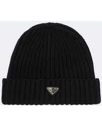Prada - Logo Virgin Wool Beanie - Lyst