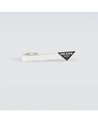 Prada - Clip de corbata de plata de ley con logo - Lyst