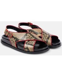 Dries Van Noten - Snake-Effect Leather Slingback Sandals - Lyst