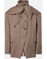 Magda Butrym - Herringbone Hooded Wool-Blend Blazer - Lyst