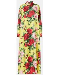 Dolce & Gabbana - Floral Silk Shirt Dress - Lyst