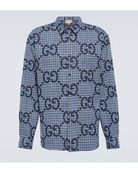 Gucci - Jumbo GG Checked Wool Shirt - Lyst