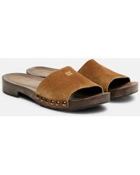 Miu Miu - Mules En Daim A Logo - Lyst