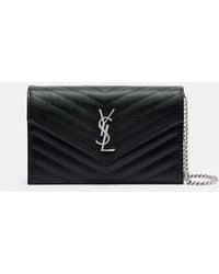 Saint Laurent - Cassandre Envelope Small Leather Wallet On Chain - Lyst