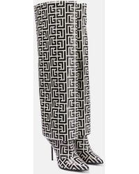 Balmain - Bedruckte Stiefel Ariel Aus Leder - Lyst
