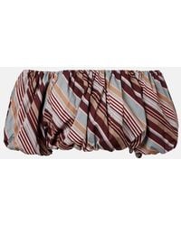 Adriana Degreas - Striped Off-Shoulder Cotton-Blend Crop Top - Lyst
