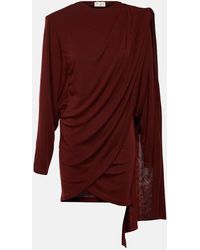 Saint Laurent - Draped Wool Mini Dress - Lyst