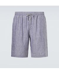 Fedeli - Alfa Striped Linen Bermuda Shorts - Lyst