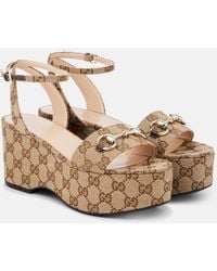 Gucci - Horsebit Flatform Sandal - Lyst