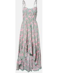 Juliet Dunn - Vestido Midi Asimetrico De Algodon Floral - Lyst