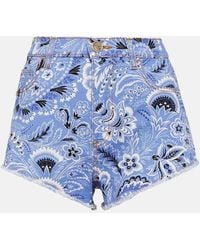 Etro - Shorts di jeans con stampa paisley - Lyst