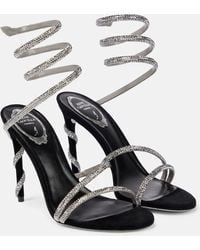 Rene Caovilla - Verzierte Sandalen Cleo Aus Samt - Lyst