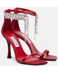 Jimmy Choo - Verity 100 Embellished Satin Sandals - Lyst