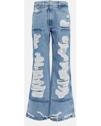 Givenchy - Distressed Mid-rise Wide-leg Jeans - Lyst