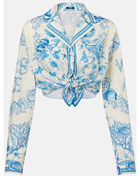Versace - Informal Shirt Underwater Barocco Bicolour Foulard On Cotton Poplin - Lyst