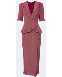 Alessandra Rich - Ruffled Polka-Dot Silk Midi Dress - Lyst