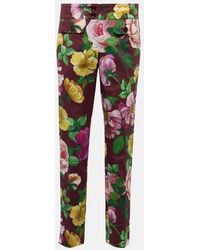 Dolce & Gabbana - Floral Low-rise Cotton-blend Pants - Lyst