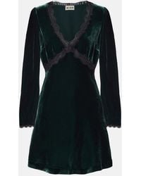 RIXO London - Macie Lace-Trimmed Velvet Minidress - Lyst