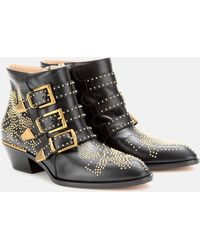 Chloé - Boots Susanna Nappa Leather Black Rivets Gold - Lyst