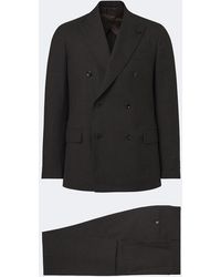 Lardini - Checked Double-Breasted Virgin Wool Suit - Lyst