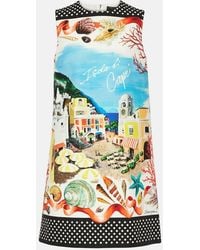 Dolce & Gabbana - Capri Printed Cotton Minidress - Lyst