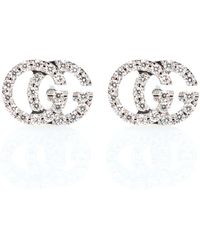 Gucci Ohrringe Running G aus 18kt Weissgold mit Diamanten - Mettallic