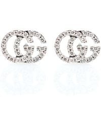 Gucci Running G 18kt Gold And Diamond Earrings - Metallic