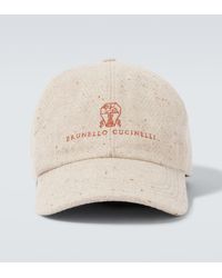 Brunello Cucinelli - Herringbone Wool And Cashmere Baseball Cap - Lyst