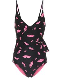 Diane von Furstenberg X Onia Badeanzug Lila - Schwarz