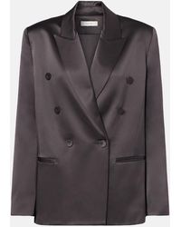The Sei - Double-Breasted Silk Satin Blazer - Lyst