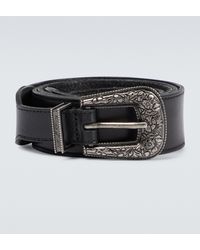 Saint Laurent Textured Leather Belt - Black