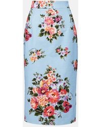 Dolce & Gabbana - Floral Cotton Pencil Skirt - Lyst