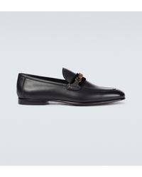 Tom Ford Leather Loafers With Chain - Black