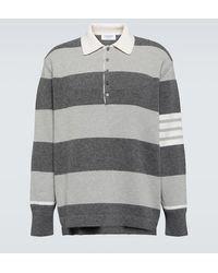 Thom Browne - Striped Virgin Wool Polo Sweater - Lyst