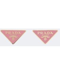 Prada - Triangle Enamel Earrings - Lyst