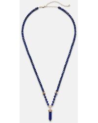 Sydney Evan - 14Kt Beaded Necklace With Diamonds And Lapis - Lyst