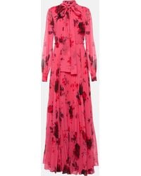 Erdem - Floral-print Pleated Voile Gown - Lyst