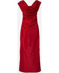 STAUD - Andrea Taffeta Midi Dress - Lyst