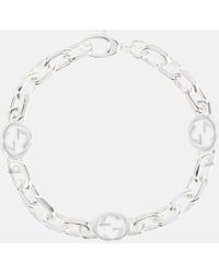 Gucci - Interlocking G Sterling Silver Bracelet - Lyst