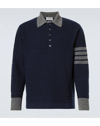 Thom Browne - 4-Bar Striped Virgin Wool Polo Sweater - Lyst