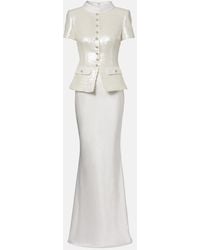 Self-Portrait - Sequined Maxi Dress - Lyst