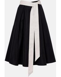 Max Mara - Baschi Pleated Cotton-Blend Midi Skirt - Lyst