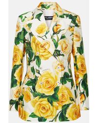 Dolce & Gabbana - Turlington Rose-Print Blazer - Lyst